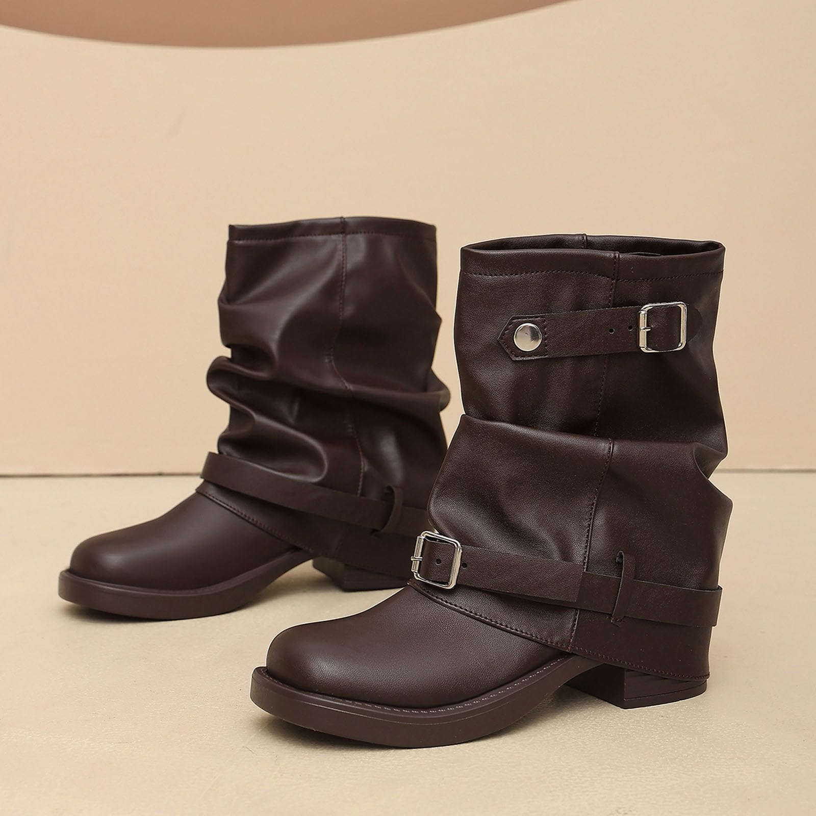 Ankle Boots Damen Stiefel Mittelhoch rutschfest Stiefeletten mit Absatz | Rundschuh, Blockabsatz, Reißverschluss, mittelhoher Schaft, Bequemes Laufgefühl, Winter Schuhe, Damenstiefel, Alltag