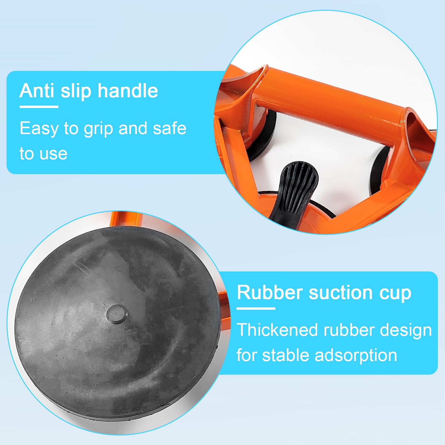 Vacuum Suction Lifters 8" Glass Suction Cups - 2 Pack Heavy Duty Lifters For Glass, Marble & Tile Glass Lifting Tools