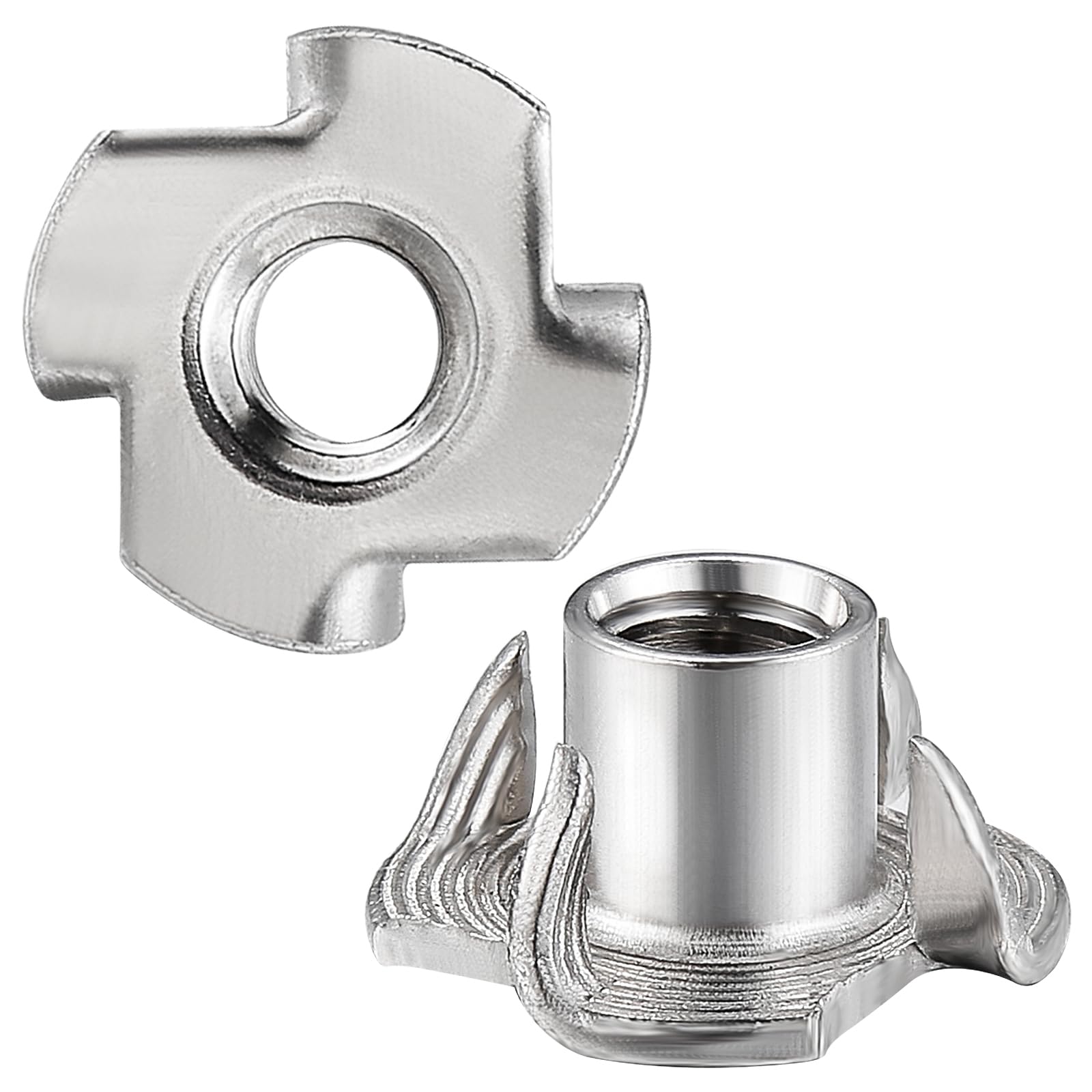 Wensilon 100pcs M6x9 T-nut 304 Stainless Steel Four-jaw - for Home, Hotel Outdoor Threaded Insertion