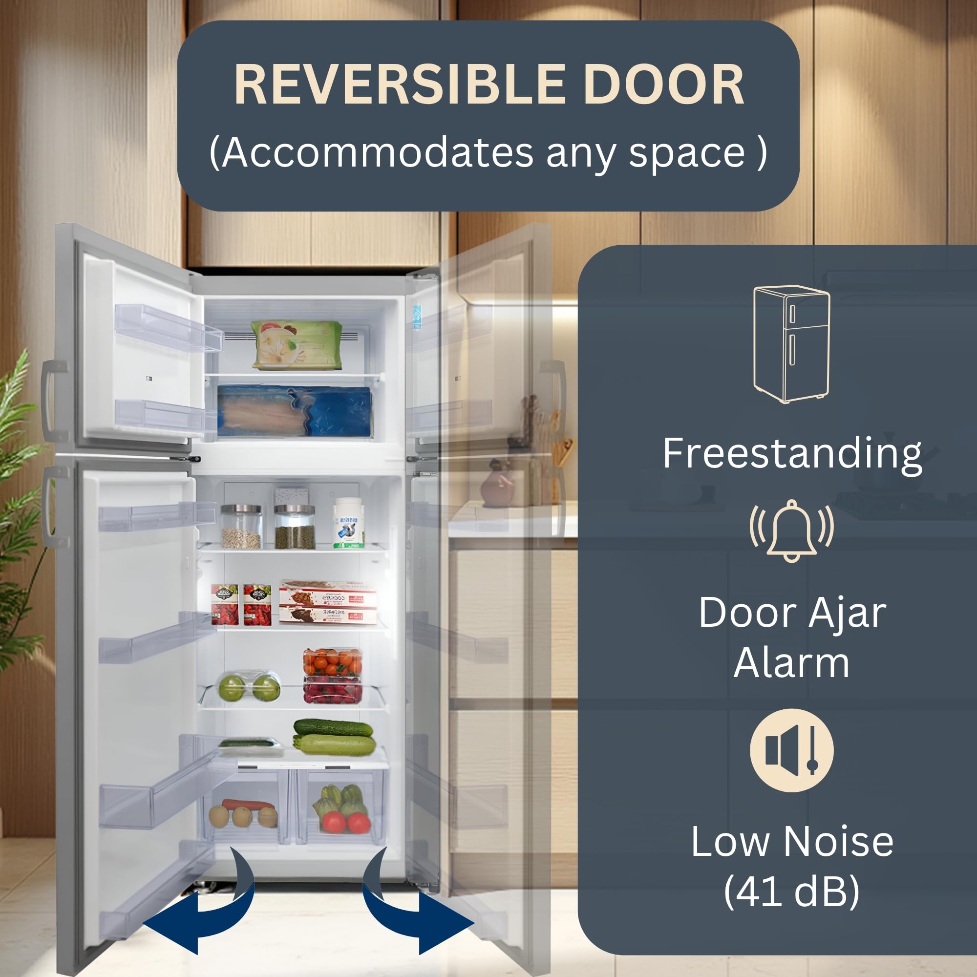 Equator 14.3 Cu.Ft Top Mount Refrigerator Freezer – Made In Europe, Energy Star, Frost Free, Stainless Steel, Adjustable Glass Shelves, LED Light, Reversible Door, Family & Apartment Kitchen Fridge on Fridge.com - View 5