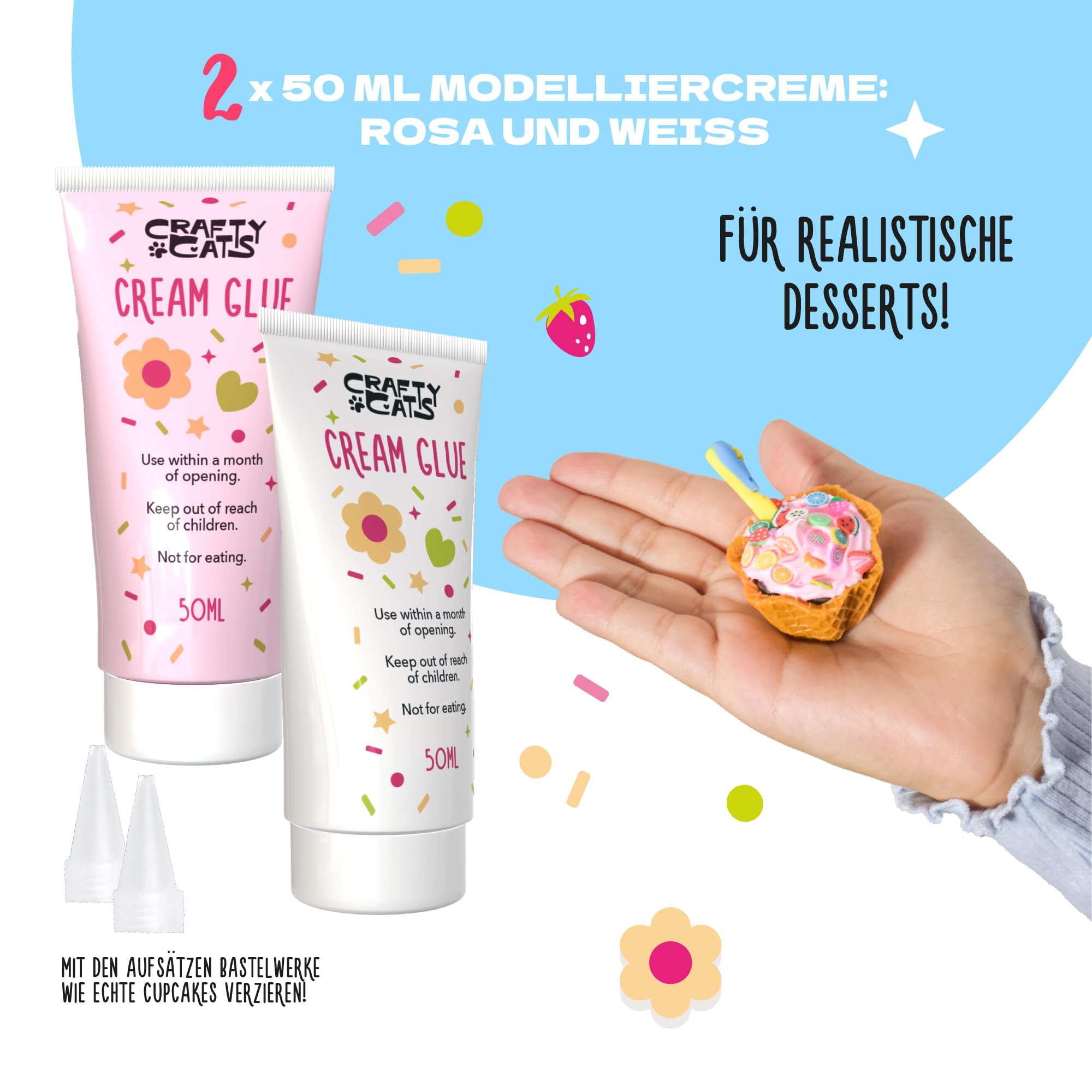 CRAFTY CATS Bastelkoffer Kreativ Set Dessertträume für Katzenliebhaber Kinder ab 6 Jahren DIY Haustier-Basteln, Bastelbox Katzen, kreatives Bastel Set Geschenkidee Familie