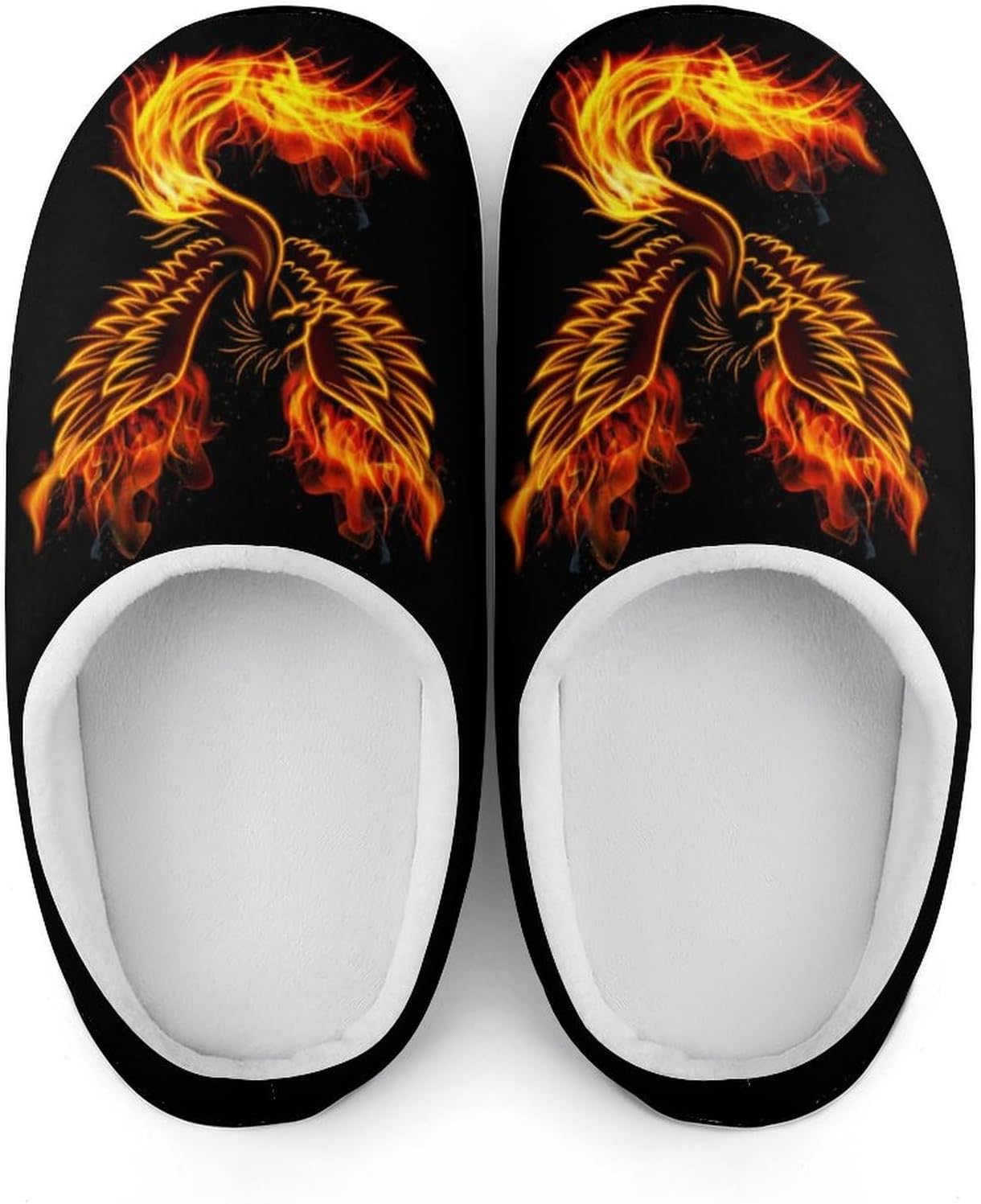 Flaming Phoenixes Bird Women's House Slippers Memory Foam Warm Shoes Spa Rubber Sole Indoor Outdoor