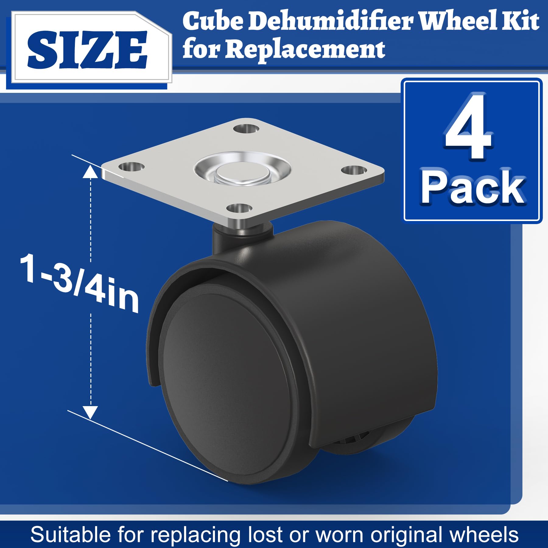 Kit de rueda deshumidificador compatible con deshumidificador Midea Cube, ruedas de rueda de fácil movimiento para movilización de deshumidificadores de sótano, accesorios de rueda de 2