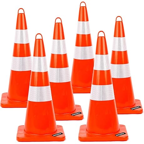 BATTIFE 28 Inch Traffic Cones - Enhance Road & Home Safety
