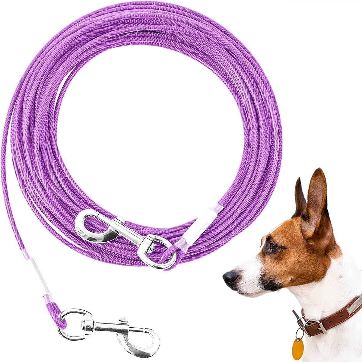 Mi Metty Dog Tie Out Cable, Chew Proof Dogs Runner Cable, Heavy Duty Dog Tether