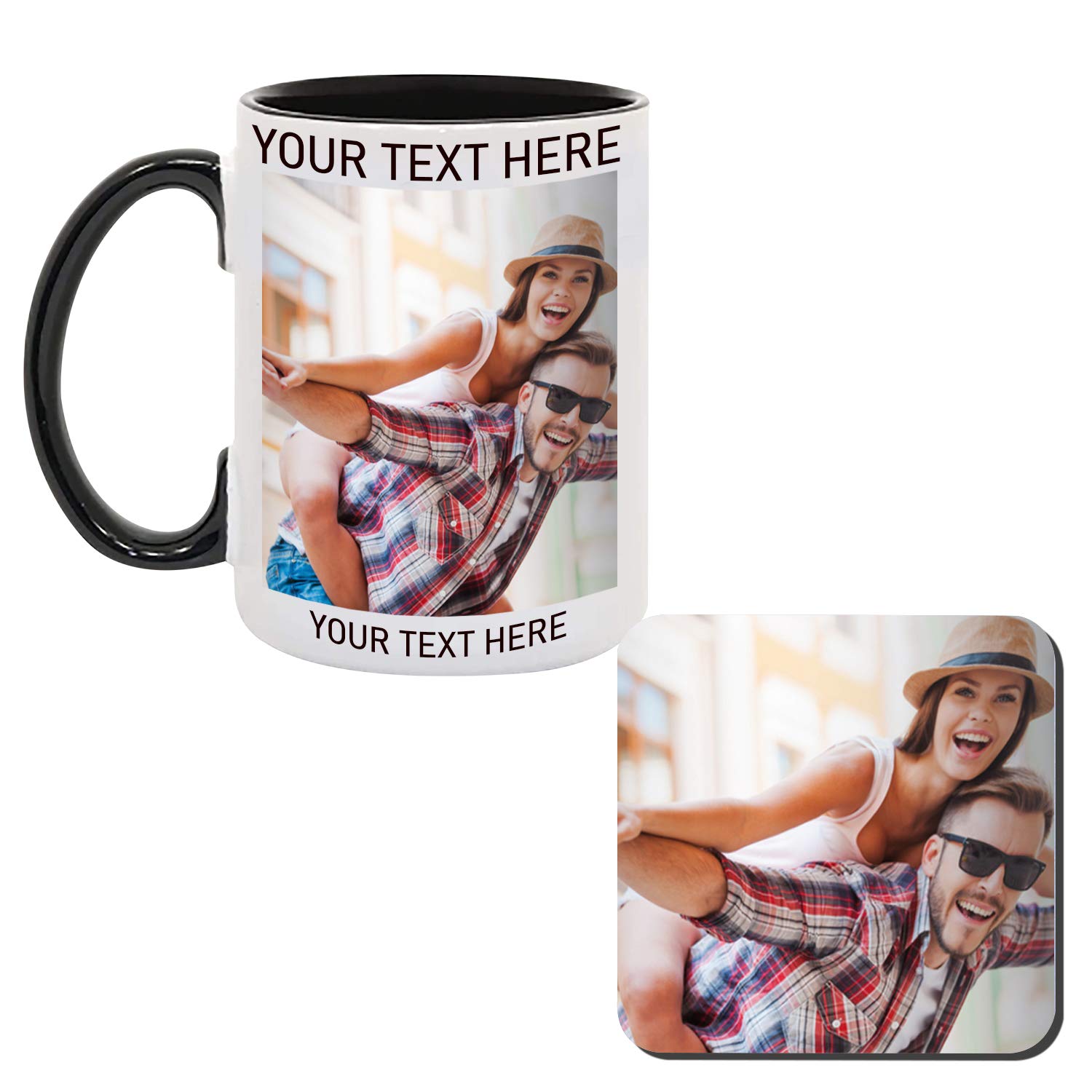 BROTHERS CUSTOMIZE GIFT SHOP Custom Coffee Mug with Coaster, personalized coffee mug 11 15 oz. Custom Photo, Picture, Text or Name, Personalized Gift for Best Friend, Wife, Husband, White Mug