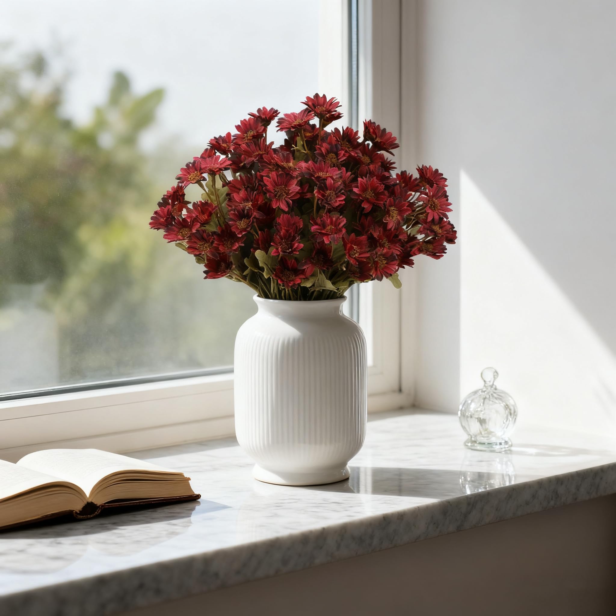 Generisch WQSIRYSTP 4 Bunches Kunstblumen Wie Echt, Hell Und Langlebig, Waschbar, Kann FüR Balkon, Partydekoration Verwendet Werden (Rot)