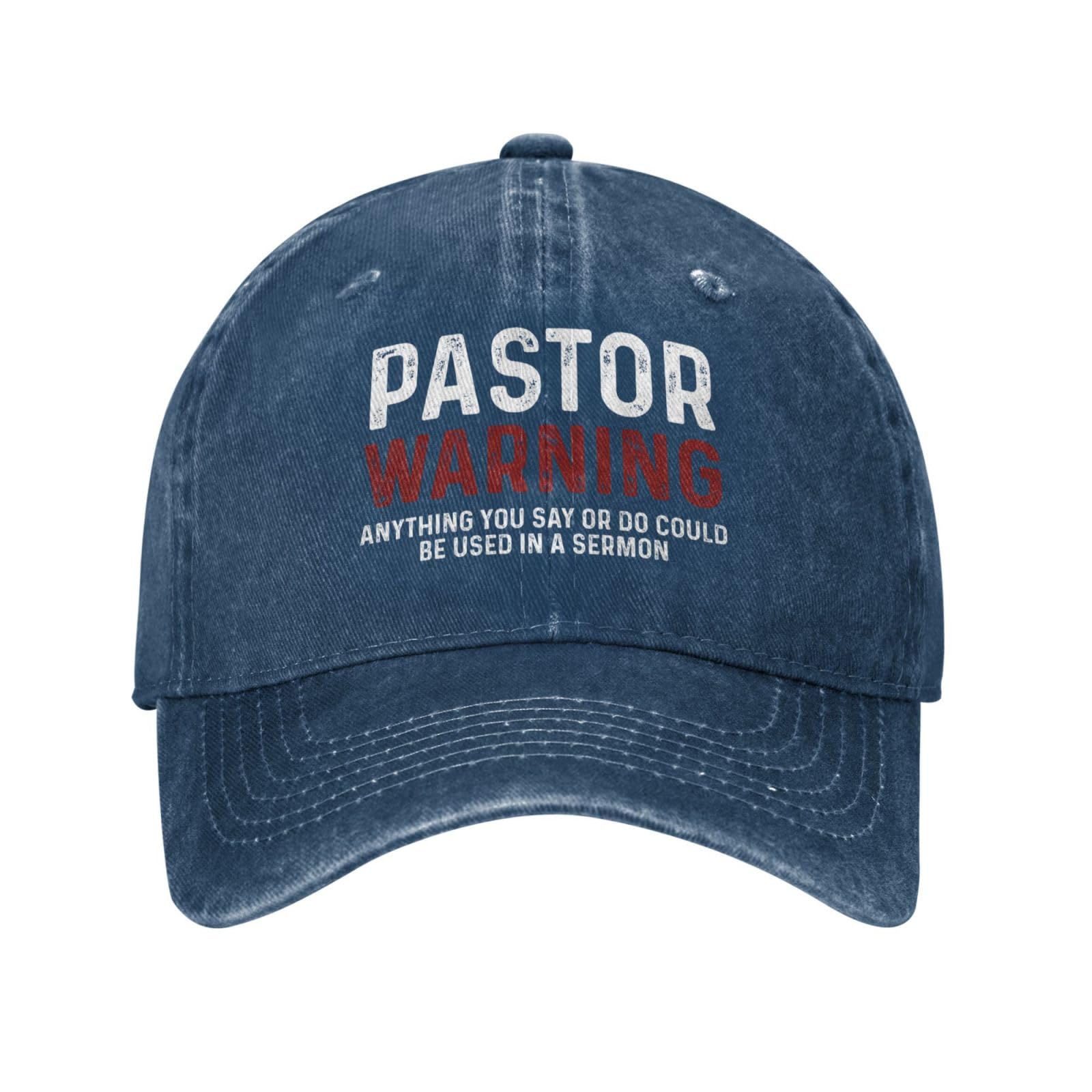 Beafoliya Pastor Warning Hat,Funny Pastor Appreciation Gifts,Pastor Gifts for Men Women,Handmade Hat,Thank You Gifts for Pastor Navy Blue