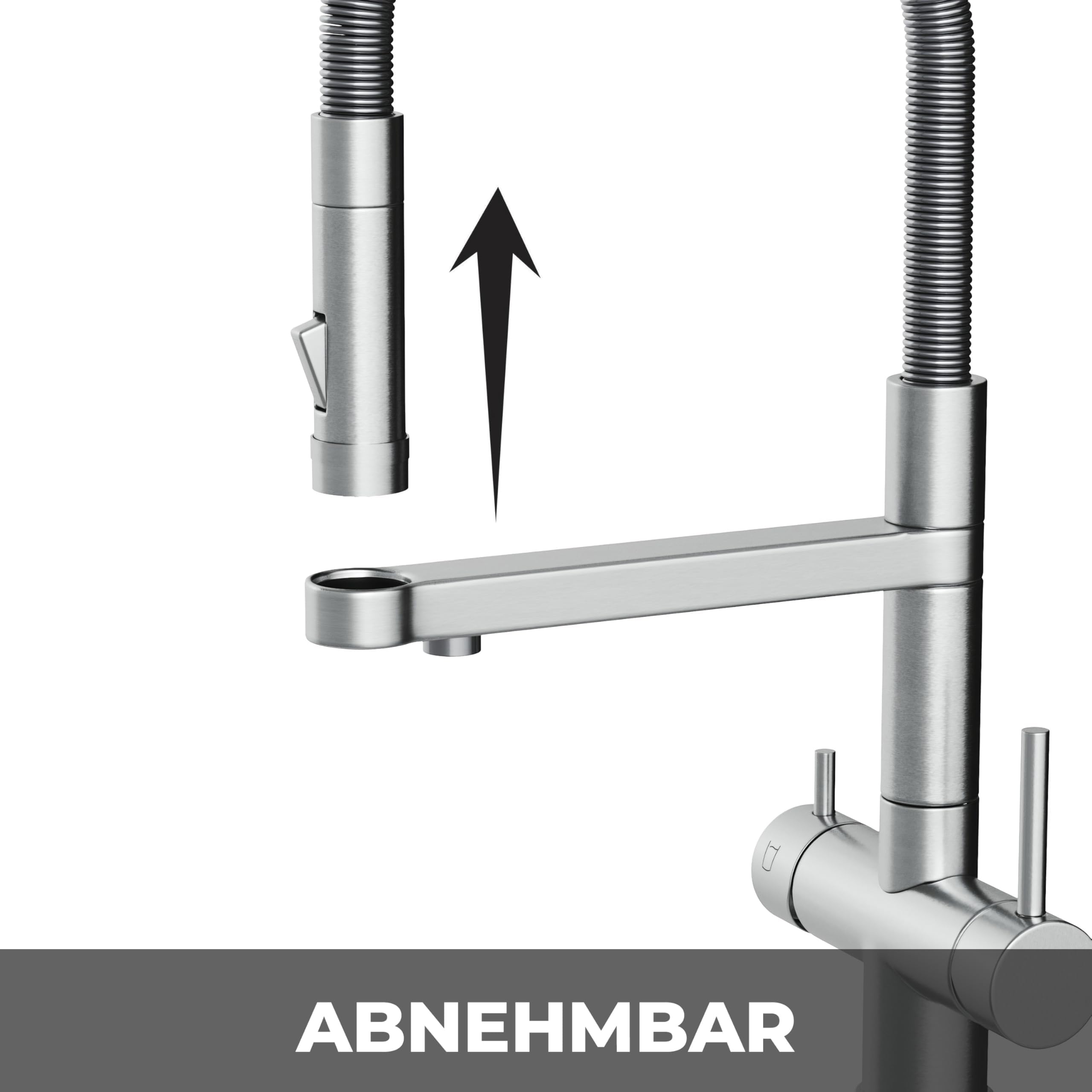 AORA® | STATEMENT INOX 5 Wege Wasserhahn | 360° drehbare Küchenarmatur aus massiven Edelstahl | Spültischarmatur Wasserfilter, Osmoseanlagen, Tafelwasseranlagen | Wasserfilter Wasserhahn | Schwarz