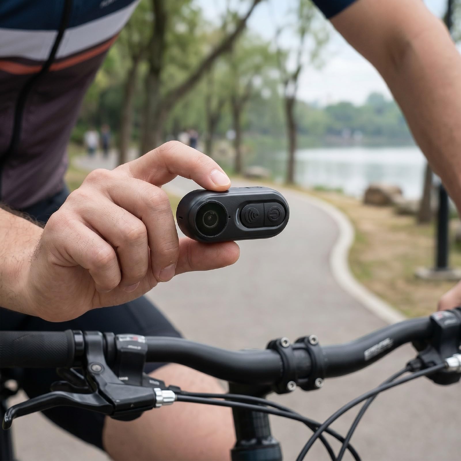 Jectse Action Camera Indossabile 4K, Fotocamera Sportiva Leggera con WiFi e Custodia di Ricarica da 2500 mAh per Supporto per Casco da Ciclismo