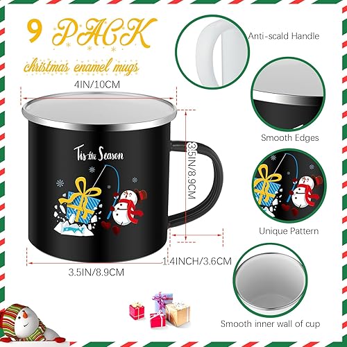 Miniatura 2 de Layhit 9 tazas de Navidad de 12 onzas esmaltadas para café, tazas de cerámica para vacaciones de invierno, tazas divertidas de Navidad, regalos de