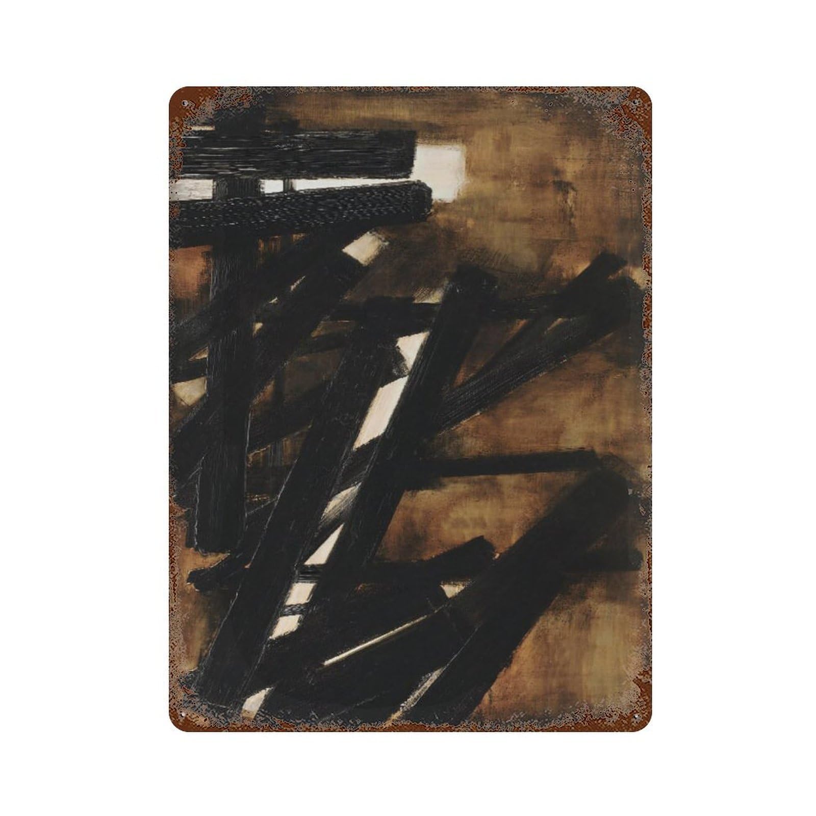 xiaoxiaoshen Soulages Neutral Colors, Abstract Gallery S Wall Decor Art Metal Tin Poster Modern Home Decor Art Home Bar Shop Decorations Vintage Sign 40x30cm