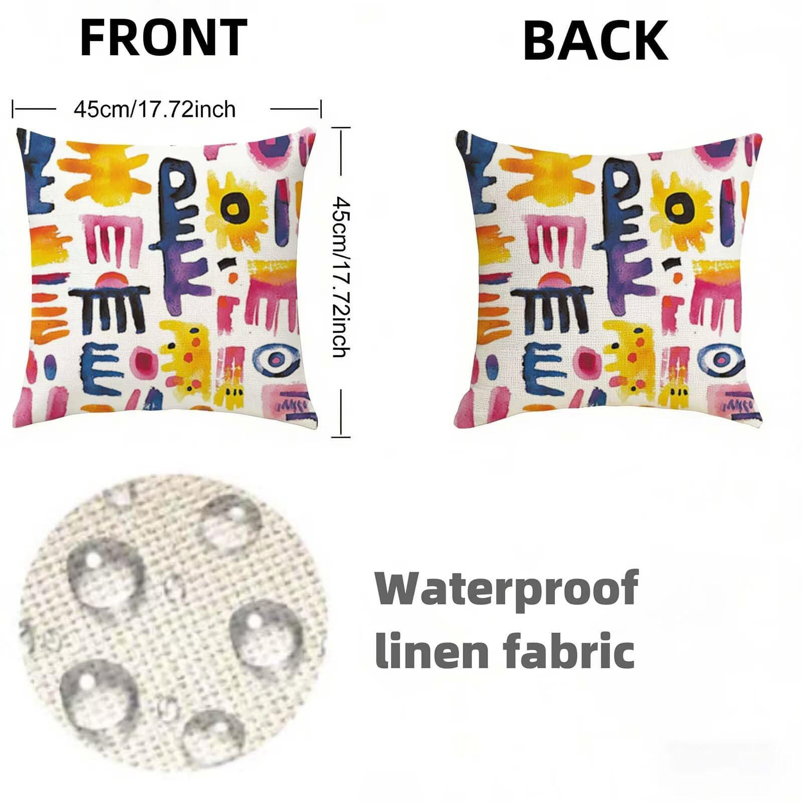 Housse Coussin 80 x 80 CM Usine Lot de 2, Abstrait Housse de Coussin Lin, Doux Confort Taies d'oreiller Imperméable Extérieur, Fermeture Éclair, Lavable en Machine, Canapé, Chambre, Fauteuil X-668
