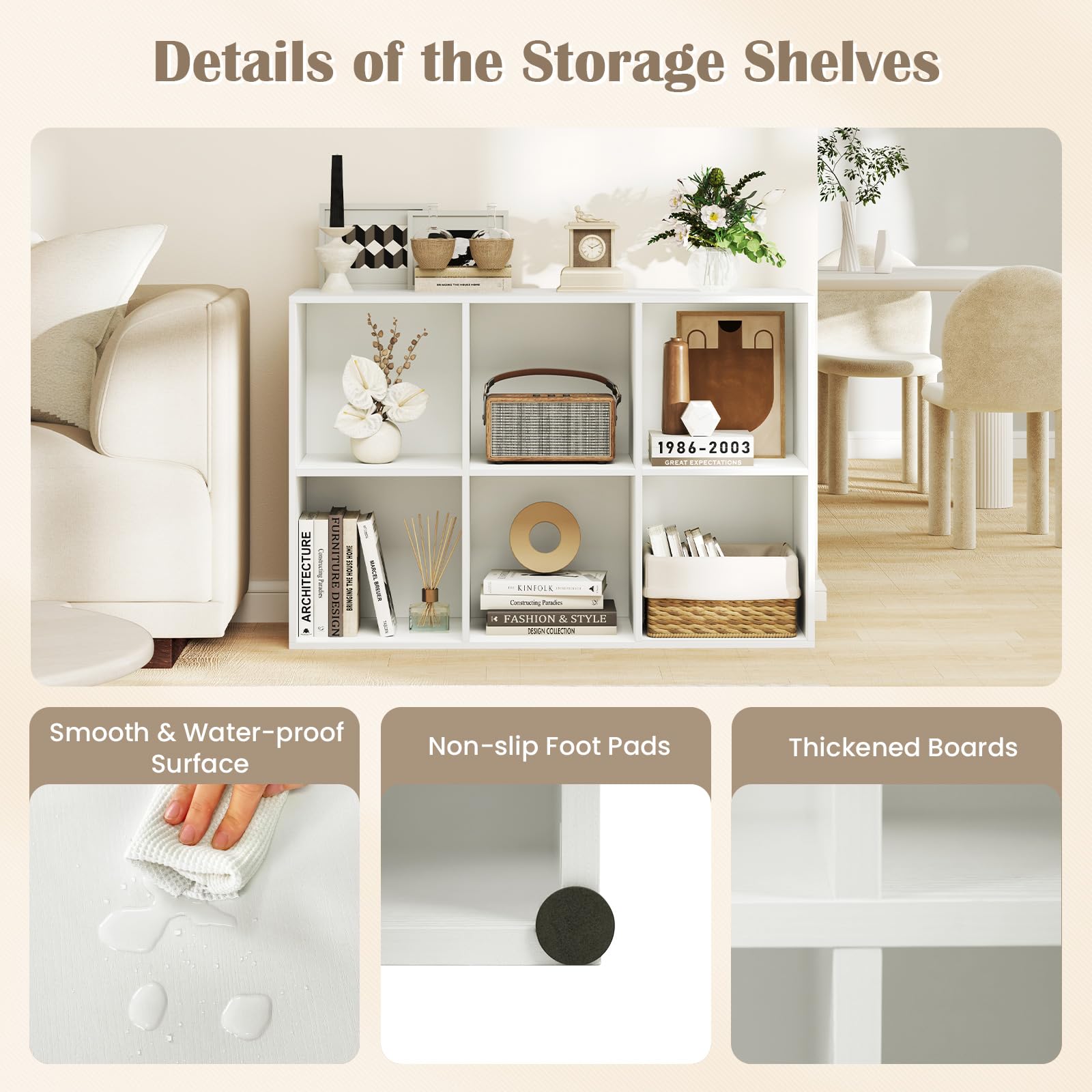 Amazon.com: SILKYDRY 6 Cube Bookcase, 2-Tier White Bookshelf with