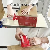 Vista 5 de ROSEUP 3 rollos de cinta de embalaje transparente con 3 dispensadores, cinta de embalaje resistente diseñada para cajas de mudanza, envío, oficina