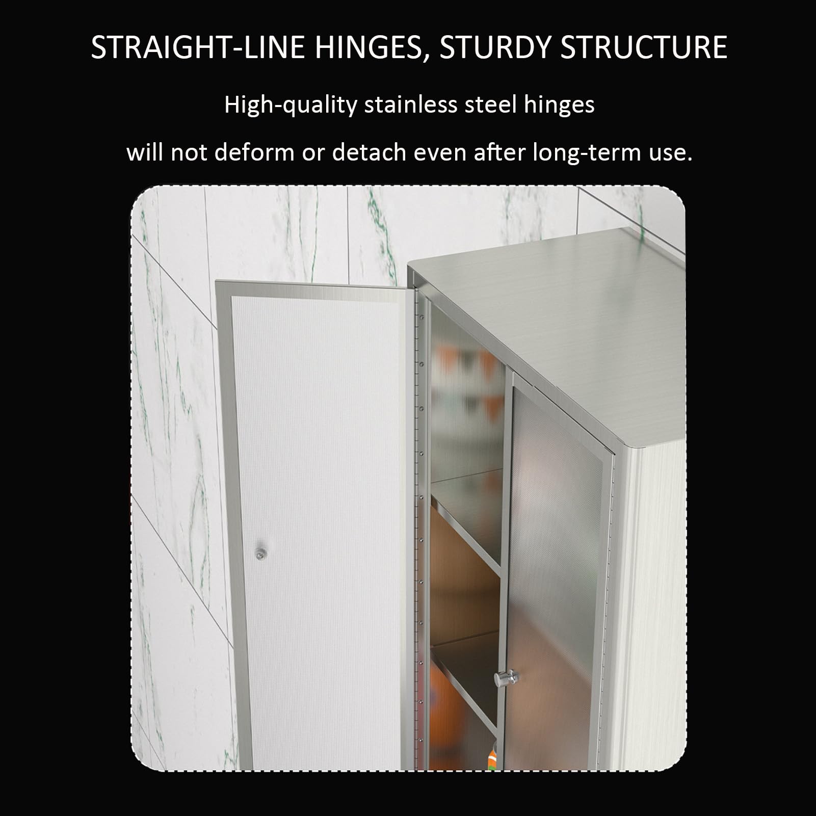 Armoire murale en acier inoxydable avec portes, étagères réglables, organiseur de rangement pour salle de bain, cuisine, garage, étagère peu encombrante, armoire à pharmacie