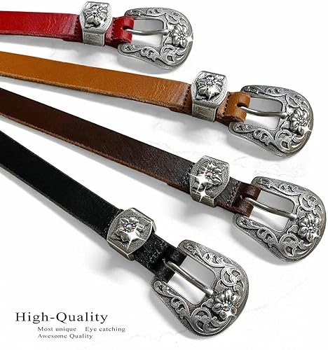 Miniatura 3 de Cinturón de vestir para mujer, cinturón de cintura para mujer, cinturón de cuero genuino completo de 34 pulgadas o 1 pulgada de ancho, opciones