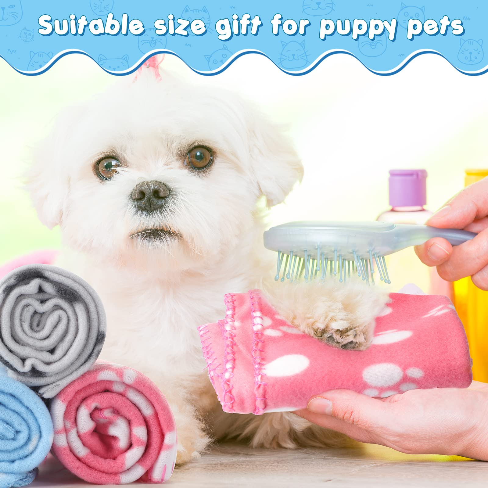 Eccliy 20 mantas para cachorros, mantas de forro polar suave para perros, manta de fieltro cálido, manta de dormir, mantas pequeñas para cachorros, mascotas, gatos, 20 estilos (pata, 23.6 x 27.6