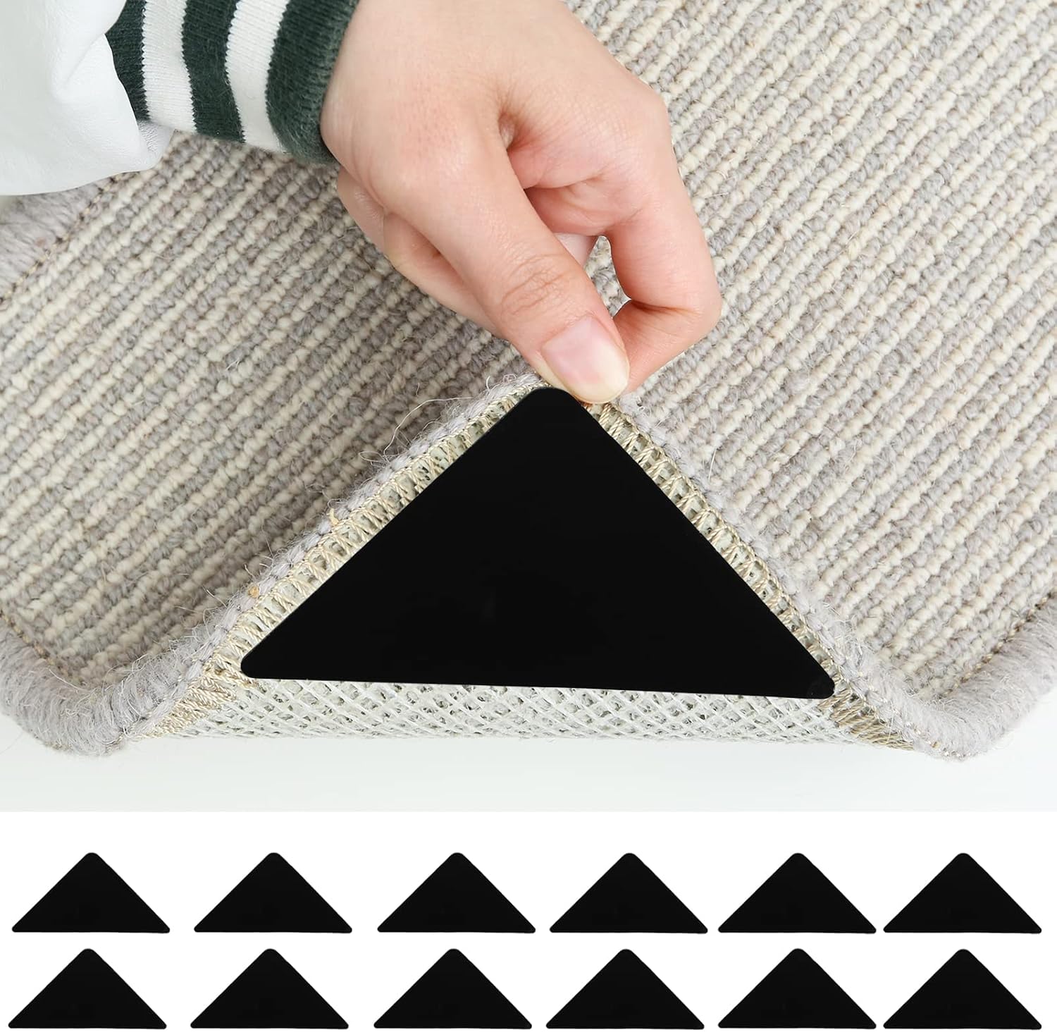Flyhill 12 Pack Rug Grippers Washable Reusable Rug Tape