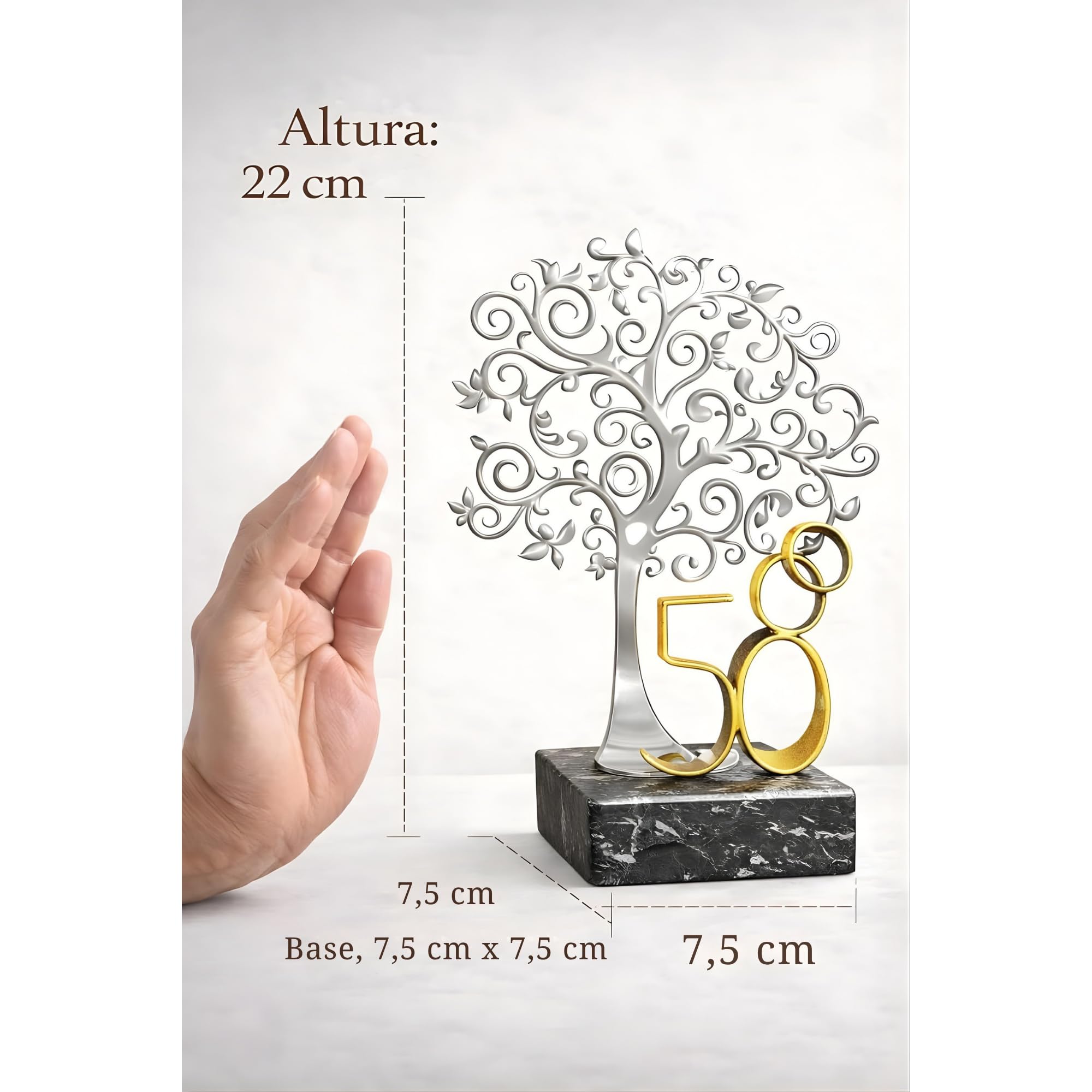 JOYERIA EL FARO | Regalos de boda 50 aniversario | Pack árbol + 8 globos gratis | Grabado personalizado | Presentación en estuche premium | Celebra 50 años de amor juntos