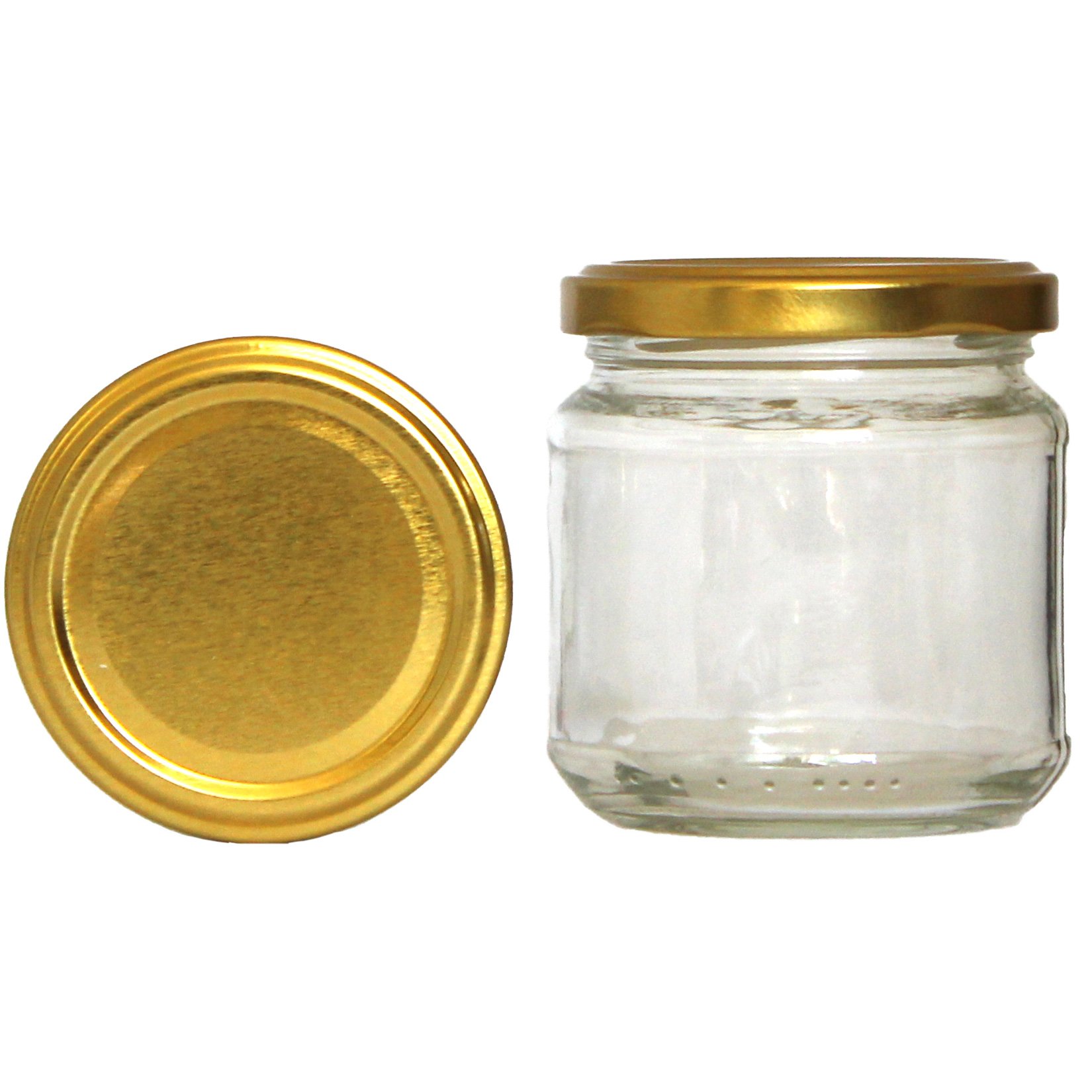 60 x Rundglas 212ml 250g mit 66er Twist-Off Deckel Gold
