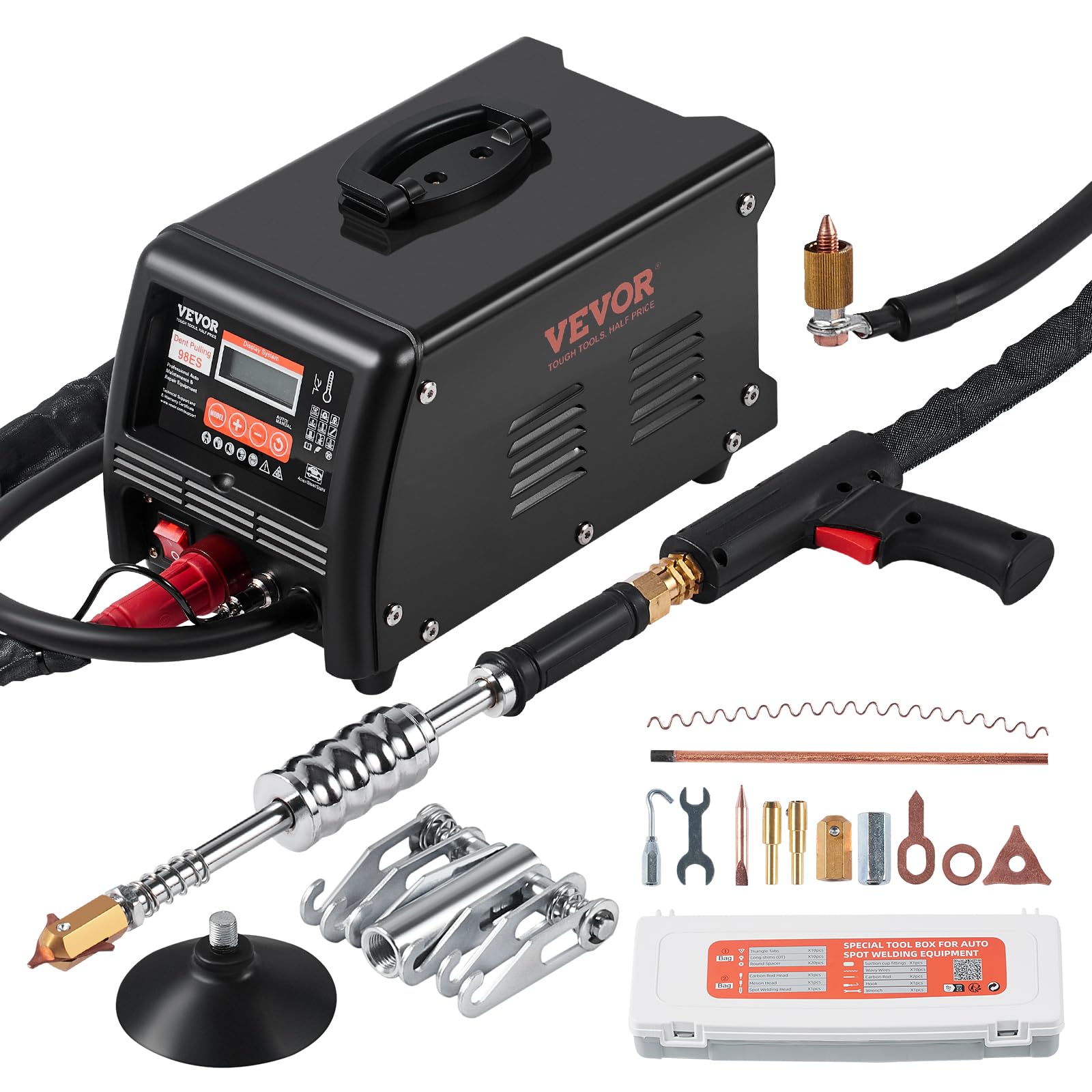 VEVOR Ausbeulspotter, 3 kW, Dellenreparaturset, Dellenzieher mit automatischem/manuellem Schweißen und 9 Modi, Autokarosserie-Punktschweißgerät, Dellenzieher für die Dellenreparatur von Autos & LKWs