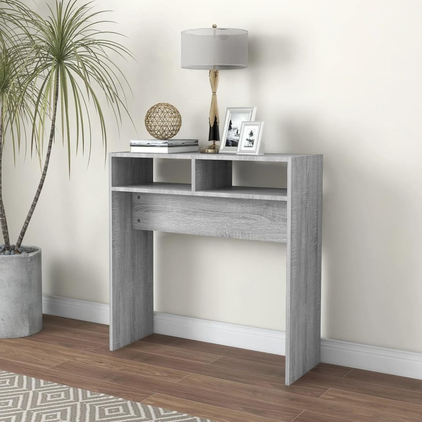 Anself Holzwerkstoff Konsole Grau Sonoma, 78x30x80 cm, mit Wandhalterung, einfach zu montieren Model815937