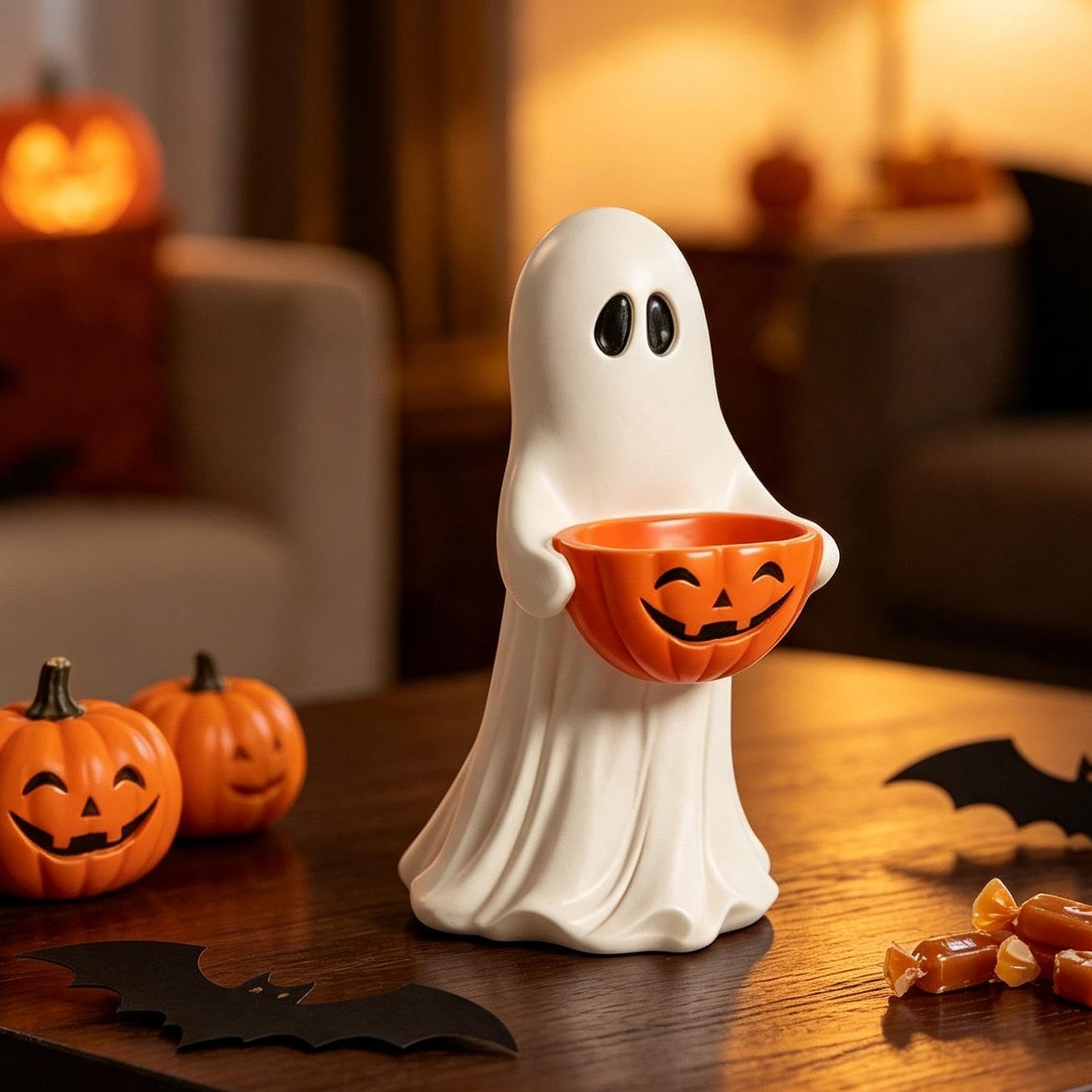 Generisch Halloween miska wodoodporna z żywicy, na słodycze | Dekoracja Halloween Statua Duchów Na Imprezę Drzwi Stół Jesień Domek Gospodarski Wejście Gzyms