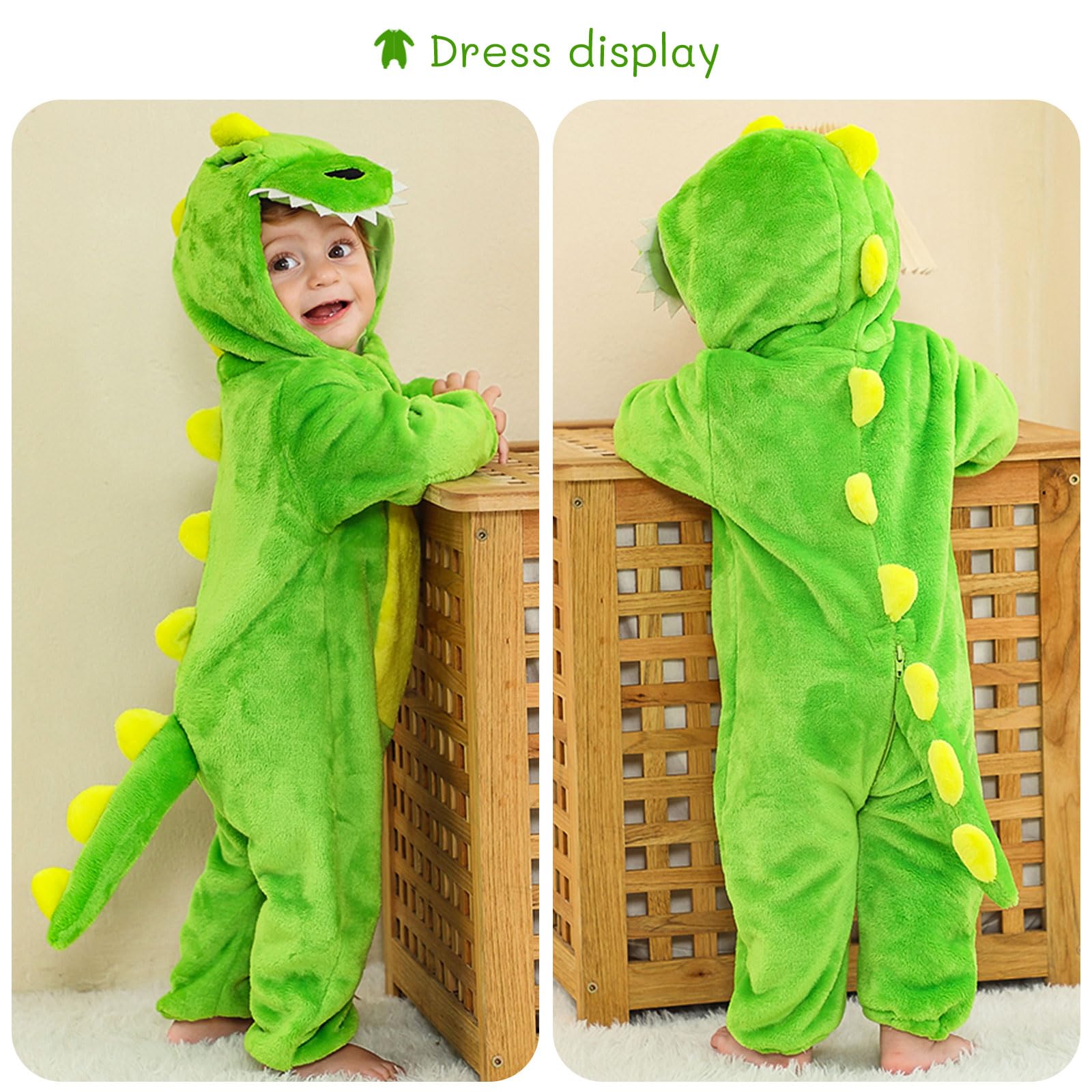 Mono bebé Capucha Mameluco de Bebé Unisex Disfraz de Dinosaurio Otoño Invierno Pijamas con Capucha Estilo Traje de Cosplay de Franela