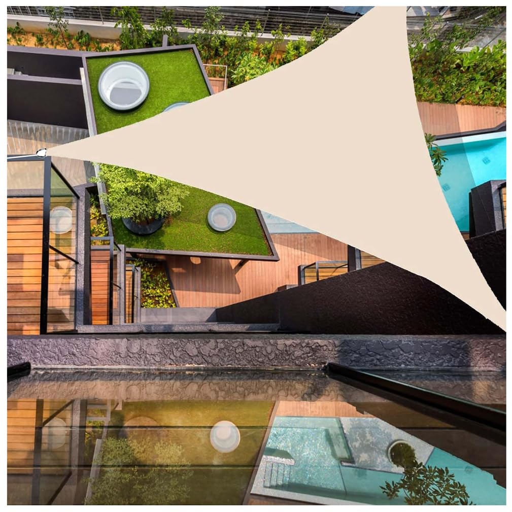 Vela Parasole 3x3m,Tenda Triangolare Impermeabile e Resistente al Sole,per Balcone,Terrazza,Giardino e Patio,Copertura,Beige,4mx4mx4m