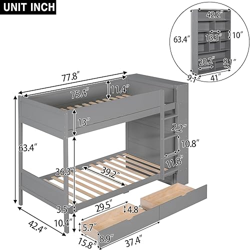 Miniatura 29 de Versatility - Litera individual sobre individual con escritorio y armario integrados, cama alta de madera maciza y plataforma independiente con