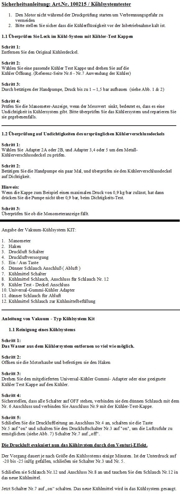 otgerlensker products Testeur de système de Refroidissement, Refroidisseur, Testeur de Pression