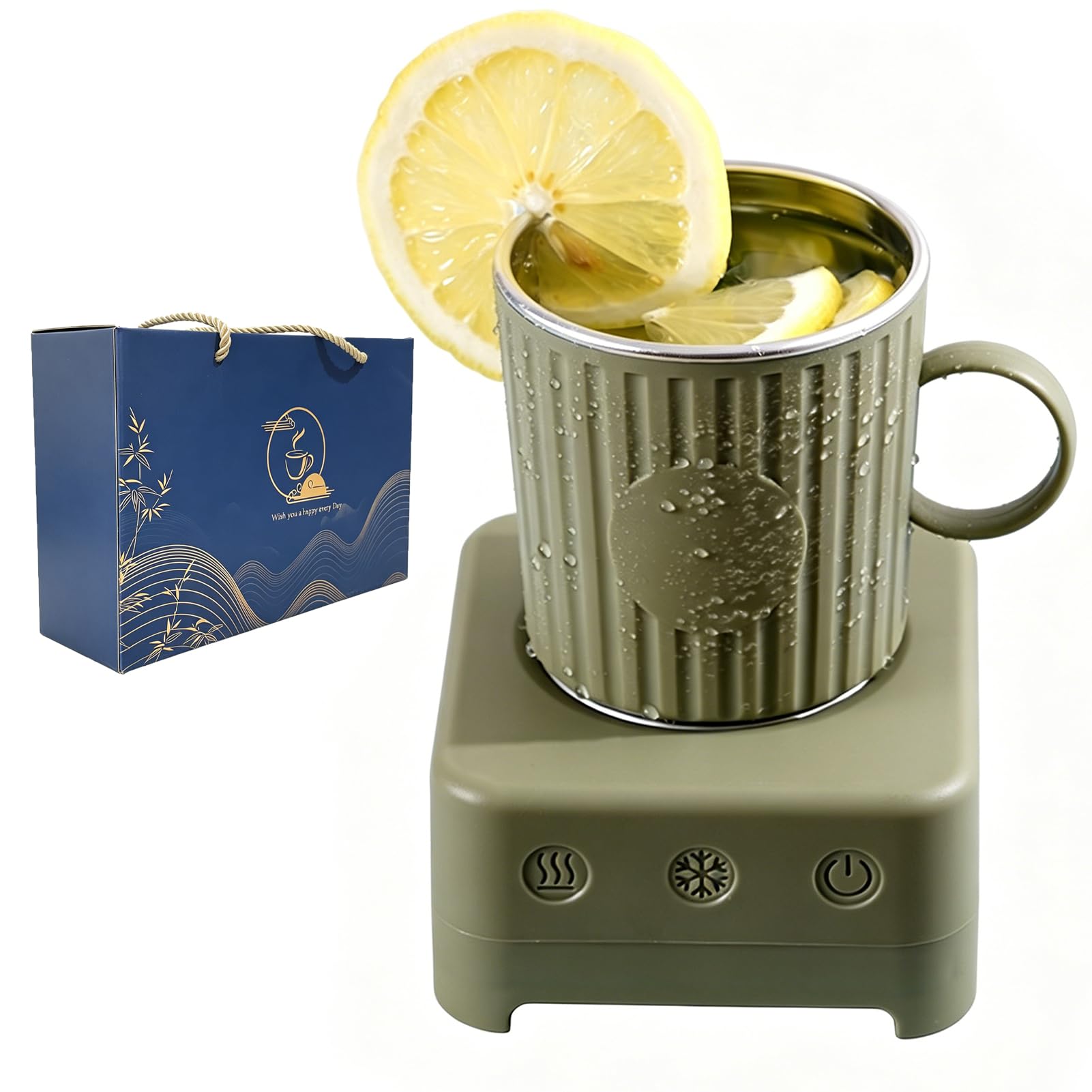 Gobelet Électrique de Refroidissement 2 en 1, Machine à Boissons Chaudes et Froides 36W avec Tasse de Refroidissement Rapide de 400ML, Contrôle à Une Touche, Cordon d'Alimentation de 1,2M et Câ Green