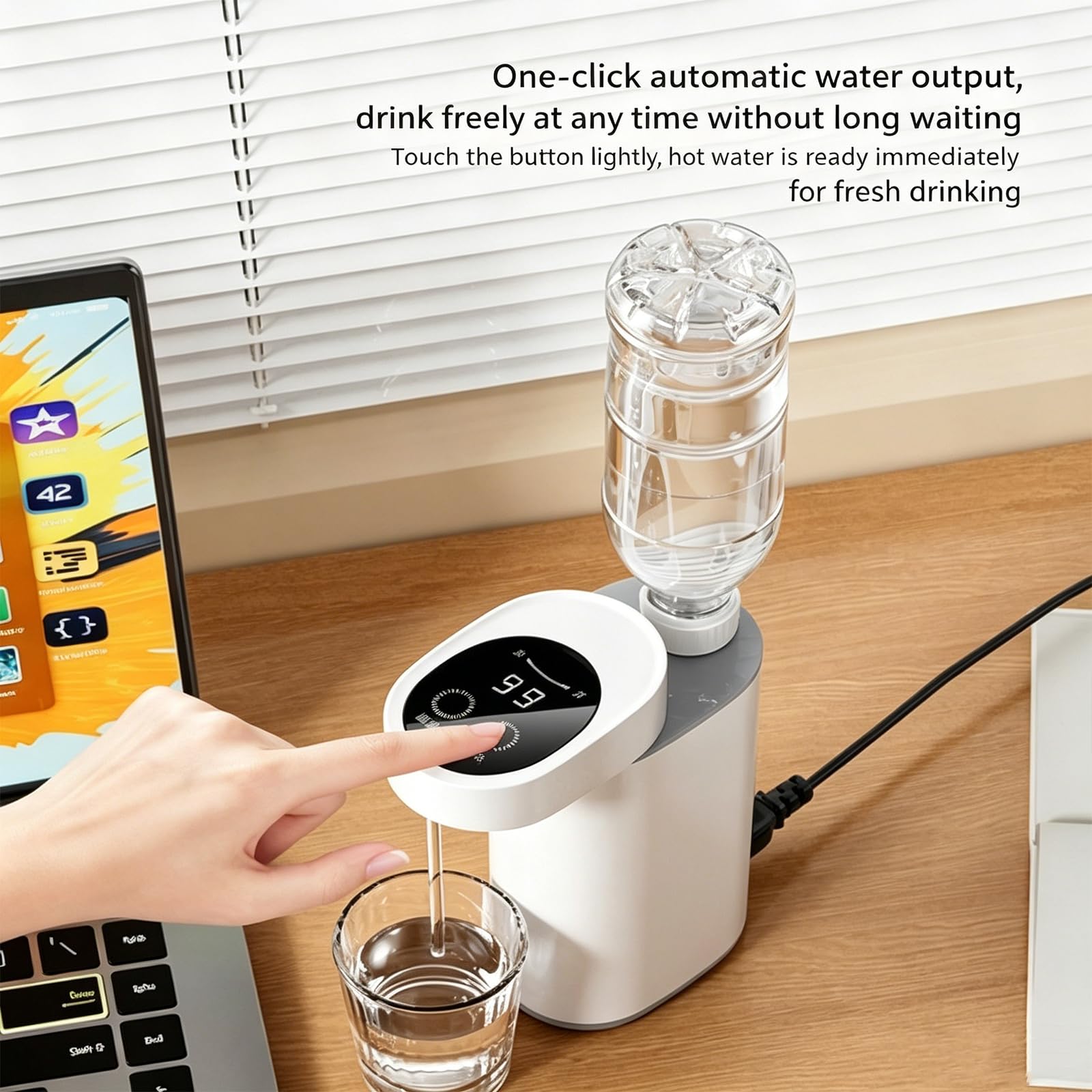 Dispenser d'acqua calda istantaneo portatile 3s con 5 impostazioni di temperatura (45°C-99°C), doppio ingresso dell'acqua e protezione contro la secchezza, piccolo bollitore portatile per acqua calda
