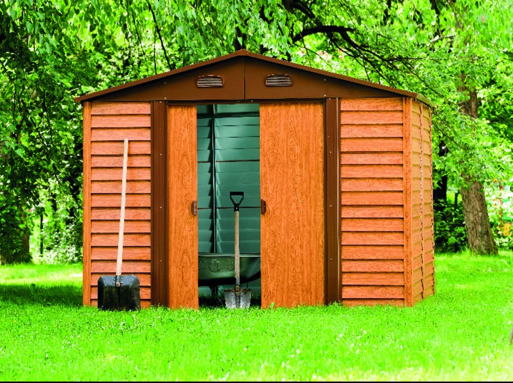 Casetta Da Giardino In Metallo Verde 194x121x181 Cm - Tetto A Una Falda, Porte Scorrevoli - Foto 3