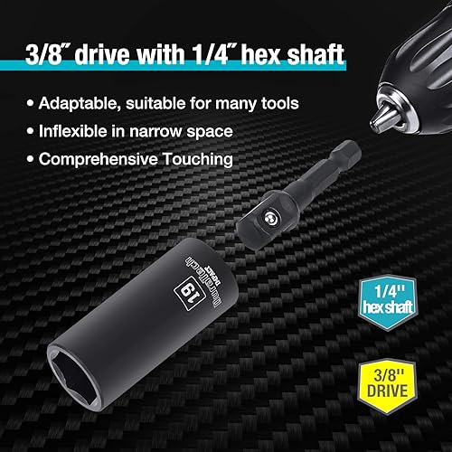 Miniatura 4 de DURATECH Juego de dados de impacto profundo de 6 puntos y llave de trinquete WORKPRO de 10 piezas de 3/8 pulgadas