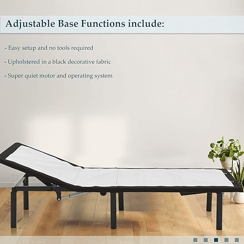 Miniatura 3 de Nutan Marco de cama ajustable dividido de 15 pulgadas con telas decorativas para colchón inclinación de cabeza con control remoto con cable barra