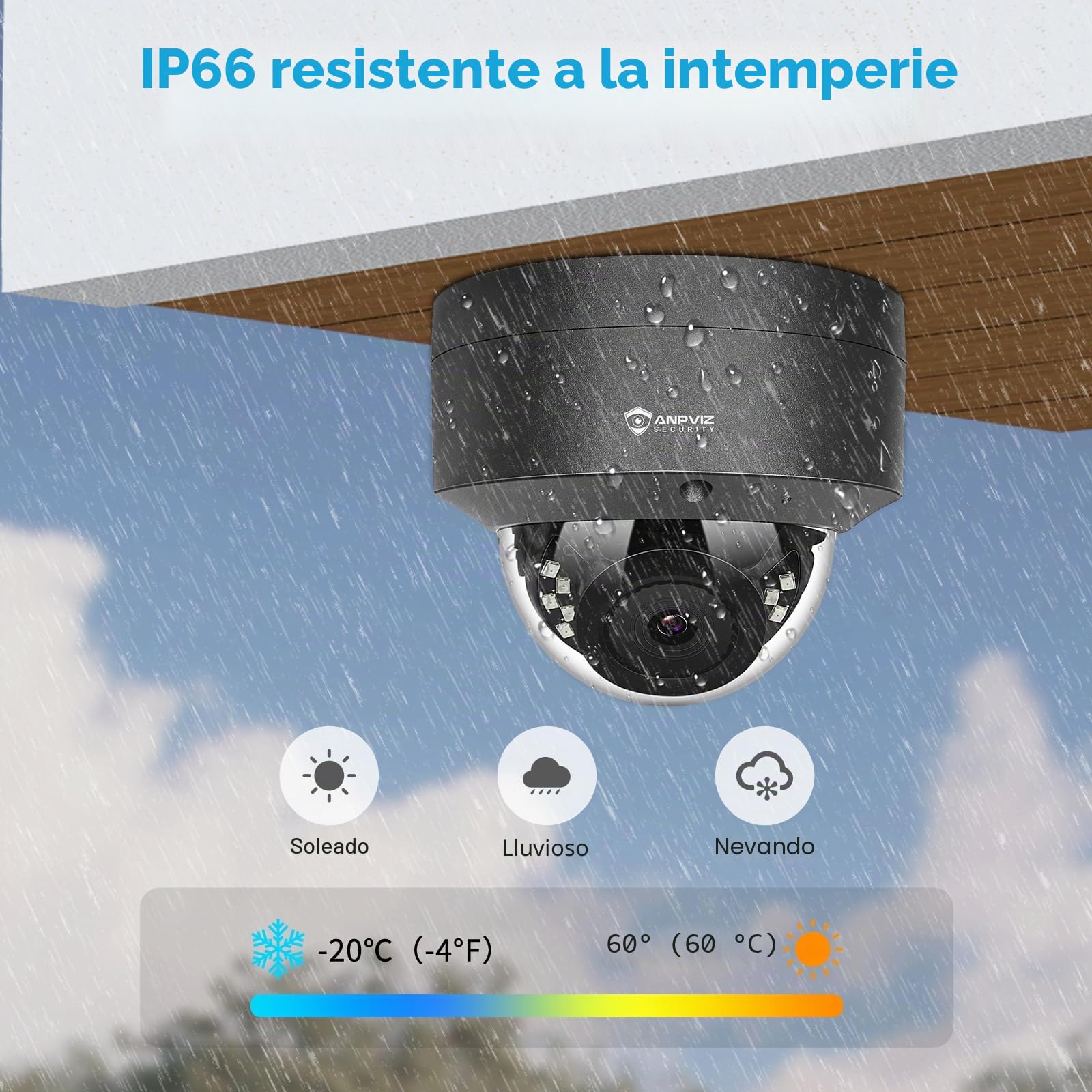 Anpviz 5MP PoE IP Camara Vigilancia Exterior, 30m IR Visión Nocturna | 30m Visión Nocturna Infrarroja, Lente 2,8 mm, Micrófono, Todo Metal, Cableado, Sin Adaptador, IP66 (Serie U)