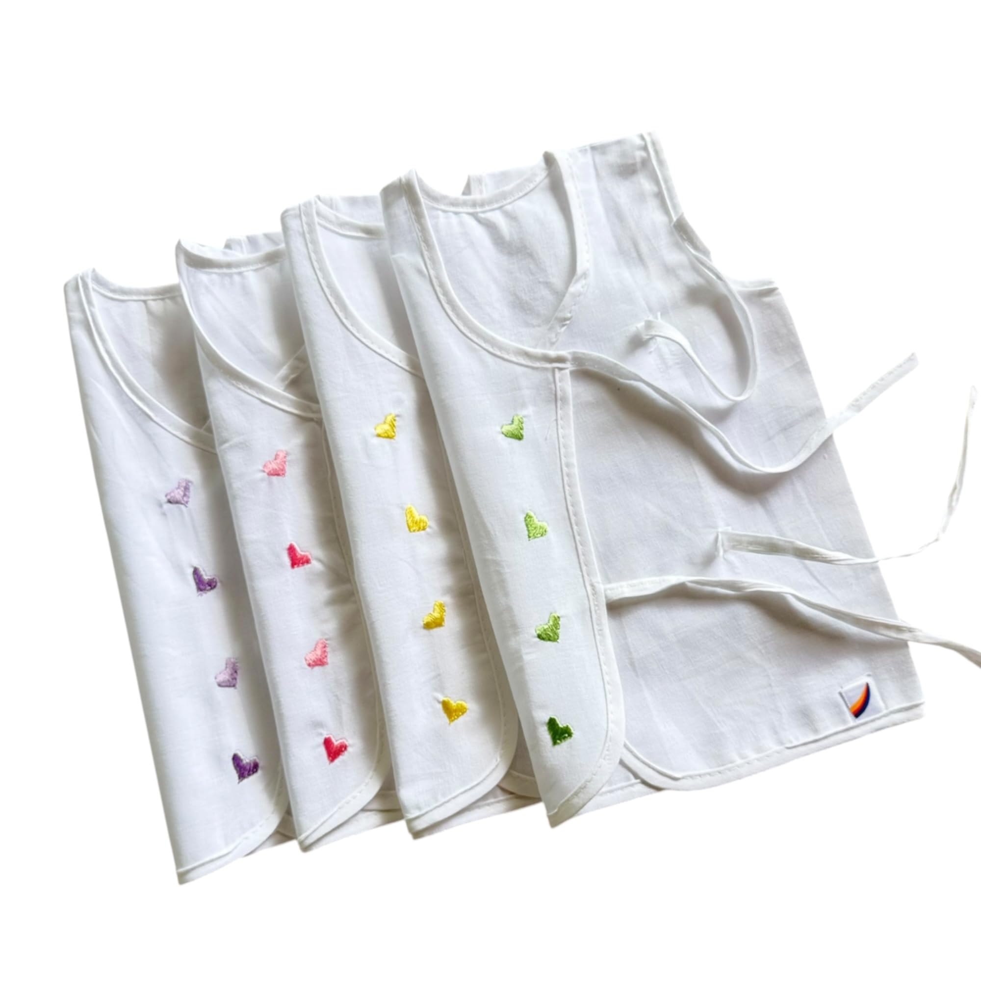 picksparrow Newborn Baby Pure Cotton Jhabla Vest with Hearts Embroidery-picture-25