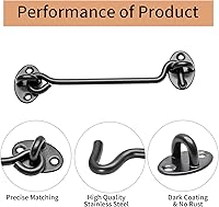 Vista 4 de Pestillo de bloqueo de puerta de 6 pulgadas, paquete de 2 cierres de puerta de granero, ganchos de cabina de acero inoxidable sólido grueso