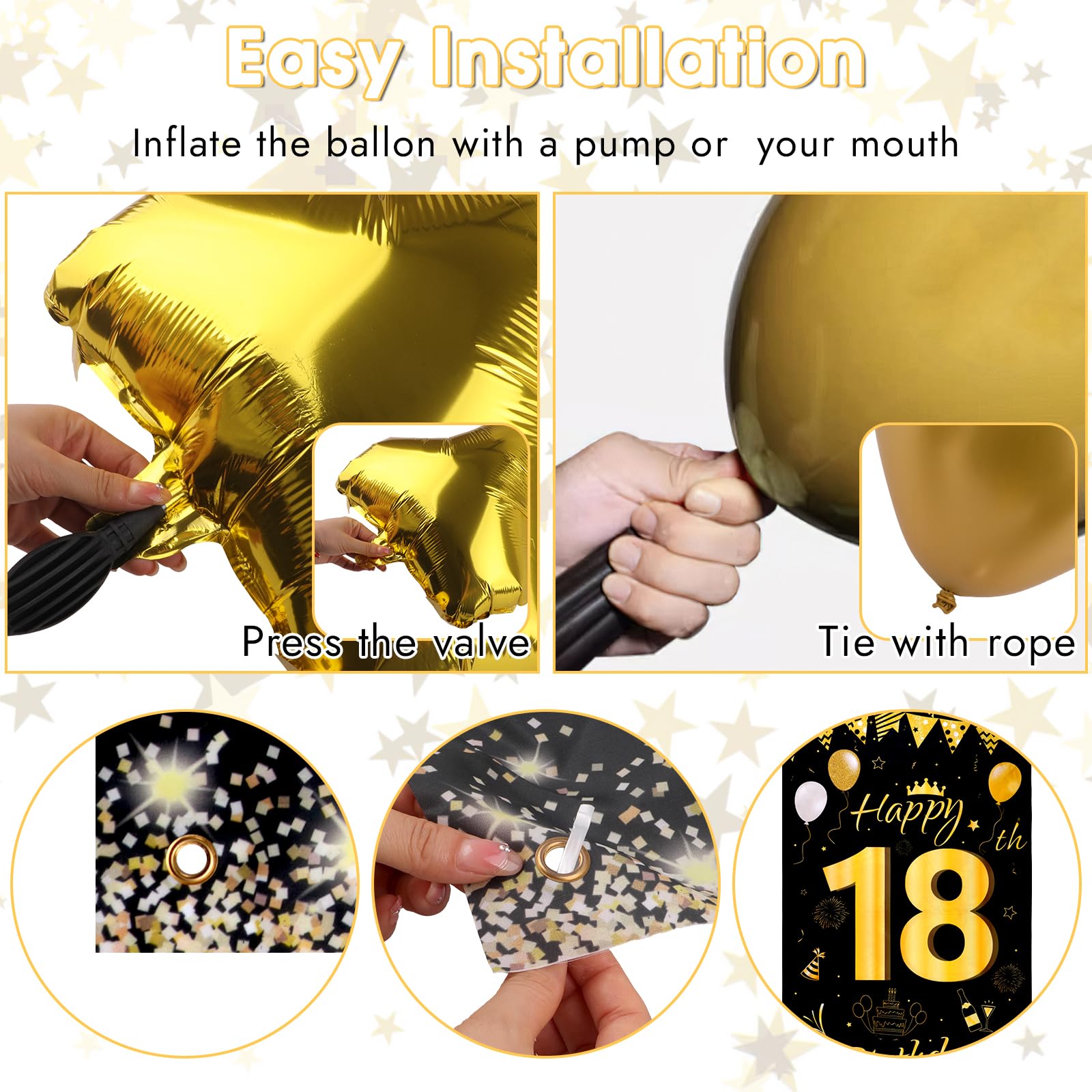 Silvester Deko 2025 – Ballonset In Schwarz Mit Zahlenballon 2025, Sternen & Konfetti Für Die Perfekte Silvesterparty