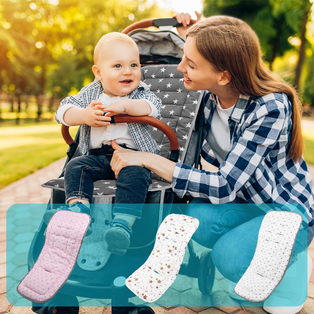 Colchoneta para Sillas de Paseo, Cojín Carro Bebe Universal, Forro de Cochecito de Bebé, Forro para Asiento de Cochecito para El Cochecito y Asiento Carro, Transpirable Suave Algodón