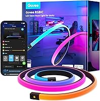 Govee RGBIC 10ft Gaming Neon Rope Lights for Desks - Razer Chroma Sync, Cuttable, Glare-Free, App & Music Control