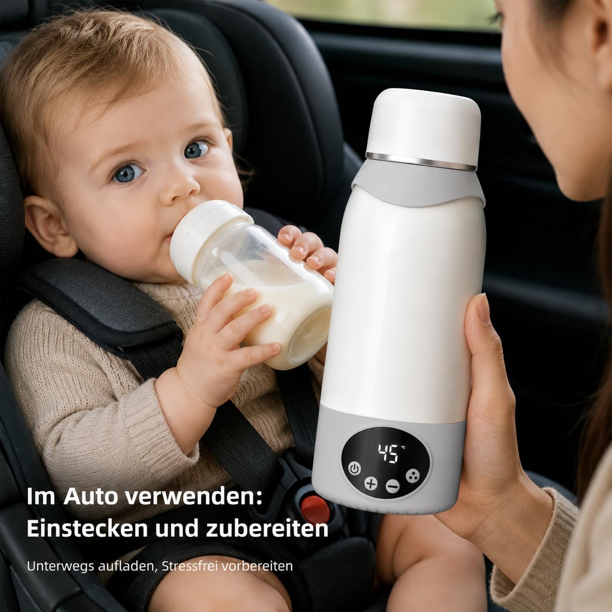 Calentador de biberones portátil para bebé, capacidad de 500 ml, leche materna y agua, puede calentar, mantener caliente y esterilizar, calentamiento rápido en 3 minutos