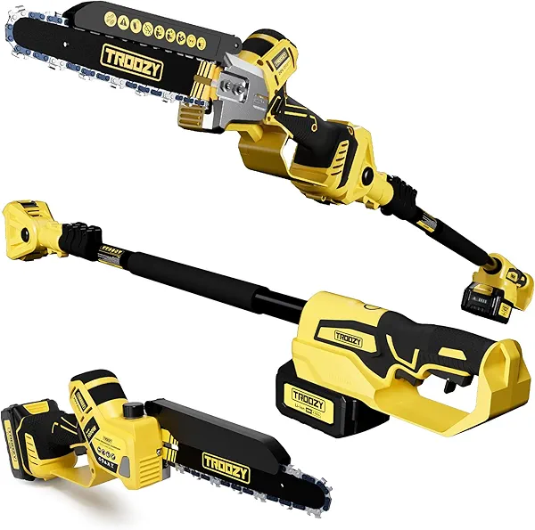 TROOZY 8-INCH Cordless Pole Saw, 2-IN-1 Chainsaw with 4.0Ah Battery Powered, Electric Tree Trimmer Branch Cutter with Extendable Pole, Pruning & Wood Cutting