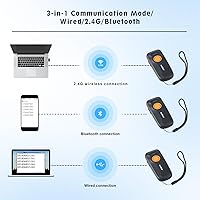 Vista 6 de Sumicor Escáner de código de barras inalámbrico, mini lector Bluetooth portátil, escáner láser 1D con indicador de nivel de batería, pequeño escáner