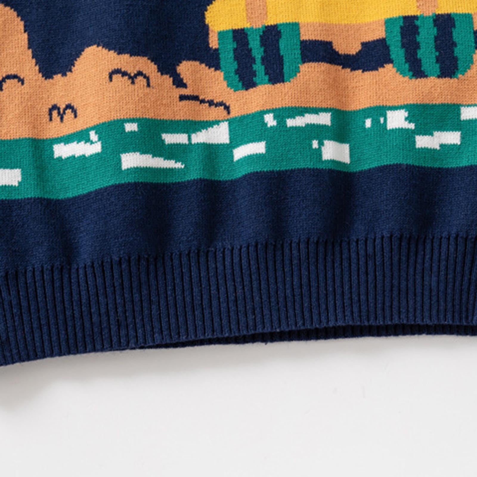 Petit t-shirt pour bébé - Pull en tricot Ctton Carton - Sweatshirt Top Garçon, Marine, 3-4 ans