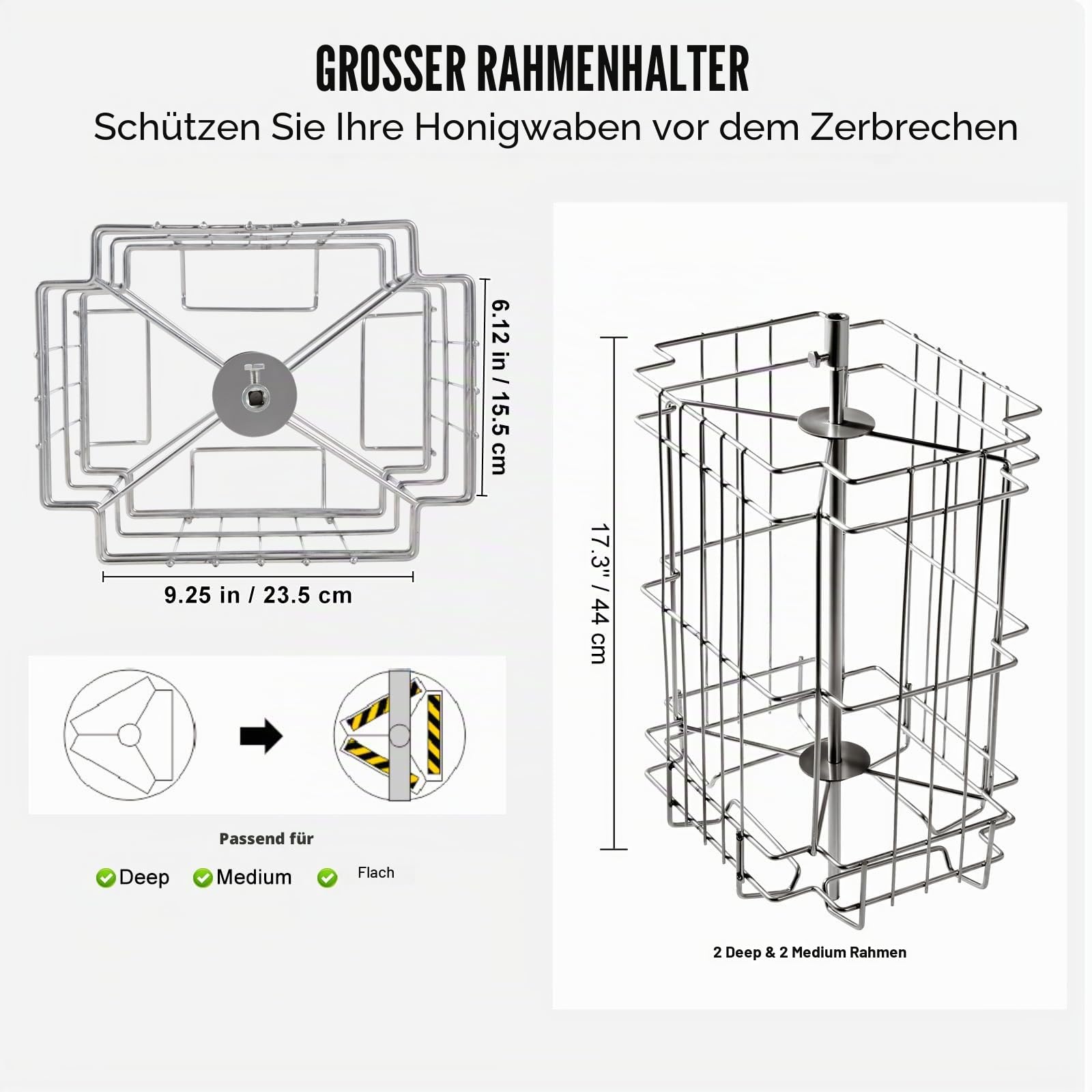 VEVOR Honigschleuder Manuell Tangentialschleuder 2/4 Rahmen Honigextractor aus Rostfreiem Stahl 48x23cm Wabengröße(Tief) 48x16cm Wabengröße(Mittel) 45mm Honigschleuse Ideal für Hobby-und Profi-Imker