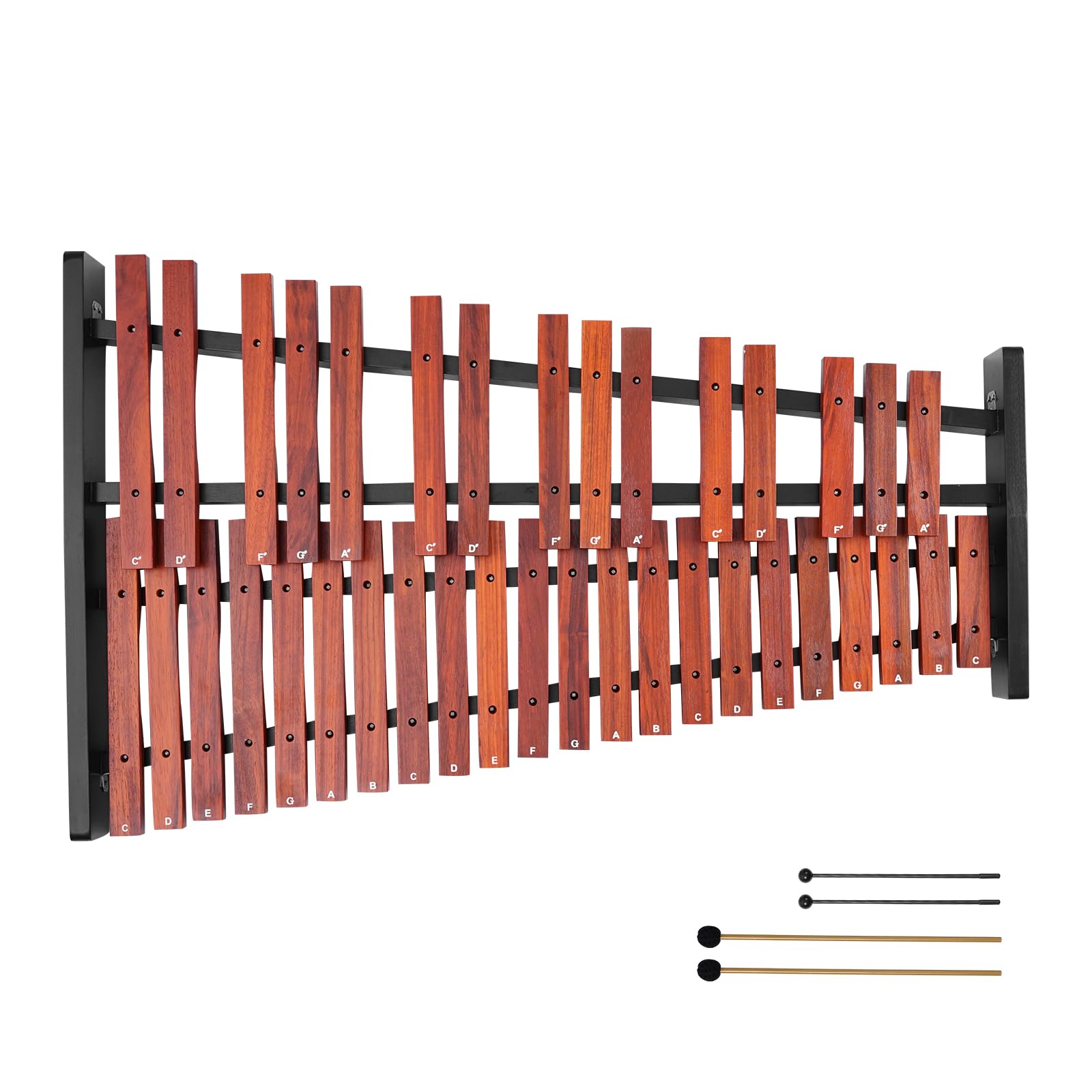 VEVOR Glockenspiel Diatonico Xilofono, 37 Note, Strumento a Percussione Professionale in Legno, con Supporto Regolabile in Altezza 4 Bacchette, Borsa per Trasporto, per Insegnamento Musicale