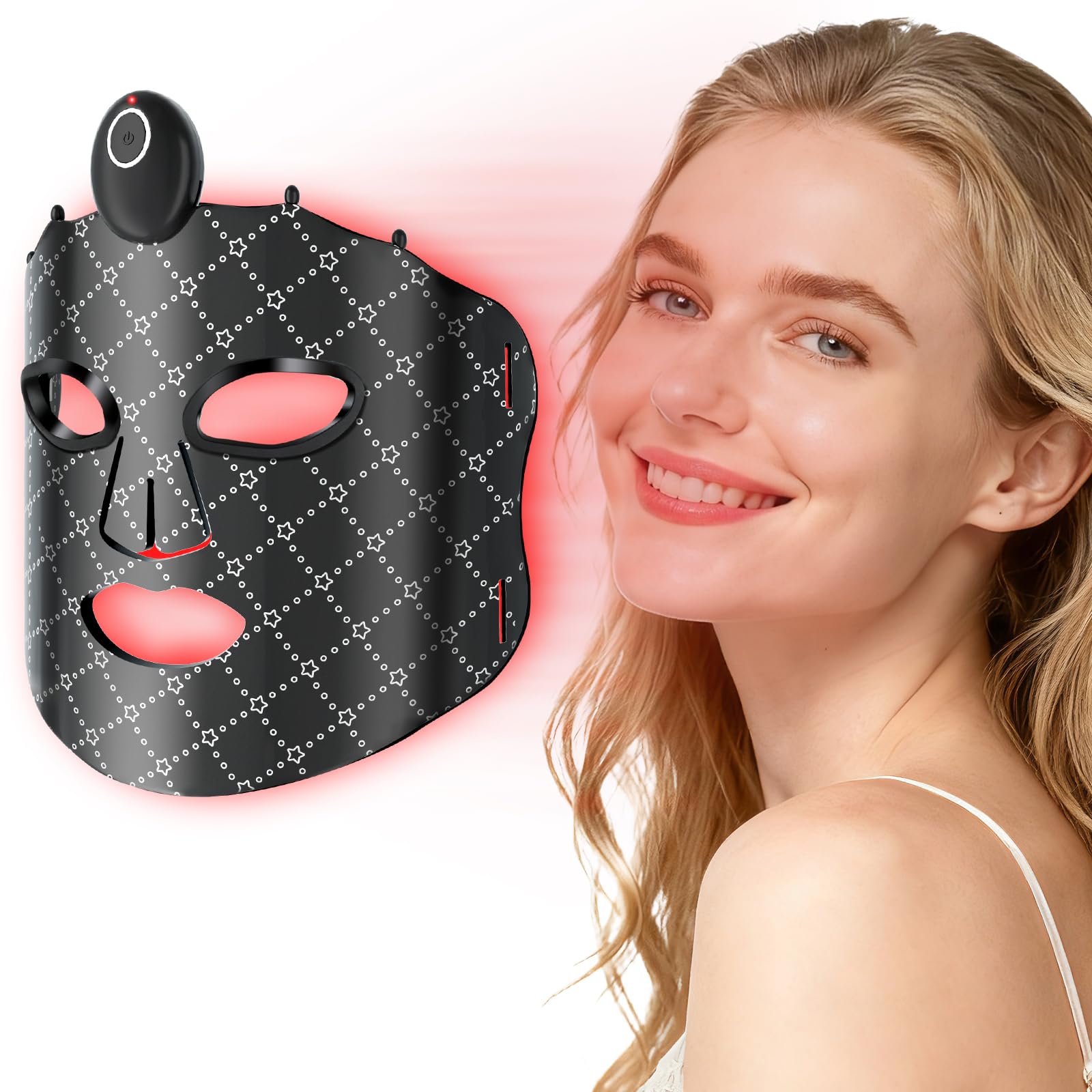 Red Light Therapy Mask for Face LED Face Mask with 7 Colors Modes Rechargeable Beauty Device with Eye